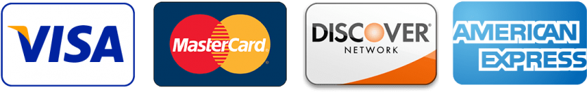 Visa, Mastercard, American Express, Discover
